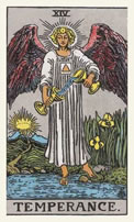 De aartsengel MichaÃ«l  op de tarotkaart De Gematigdheid