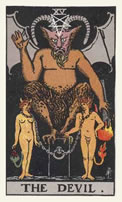 De aartsengel UriÃ«l of Lucifer op de tarotkaart de duivel