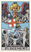 De aartsengel GabriÃ«l op de tarotkaart Het Oordeel
