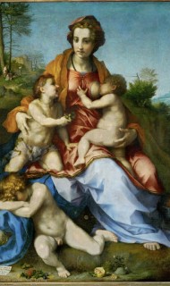 Andrea del Sarto la charité met een granaatappel in de voorgrond Andrea del Sarto la charité met een granaatappel in de voorgrond