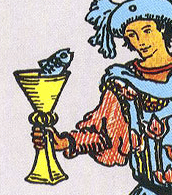De vissen op de bekers schildknaap de betekenis van de vissen op de tarotkaart bekers schildknaap