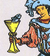 De vissen op de bekers schildknaap de betekenis van de vissen op de tarotkaart bekers schildknaap